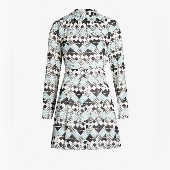 REISS Ardelle Geo Heart Mini Dress Long Sleeve Size 6 - Picture 2 of 12